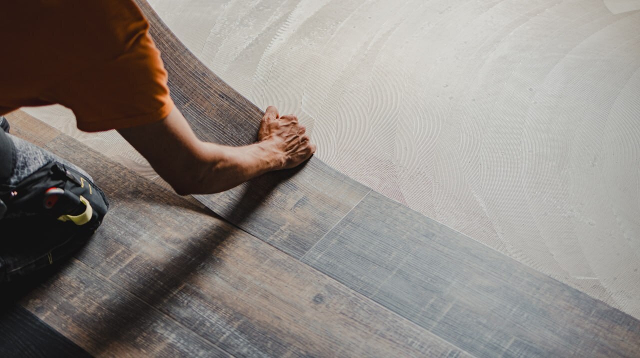 Flooring being installed on a prepared subfloor